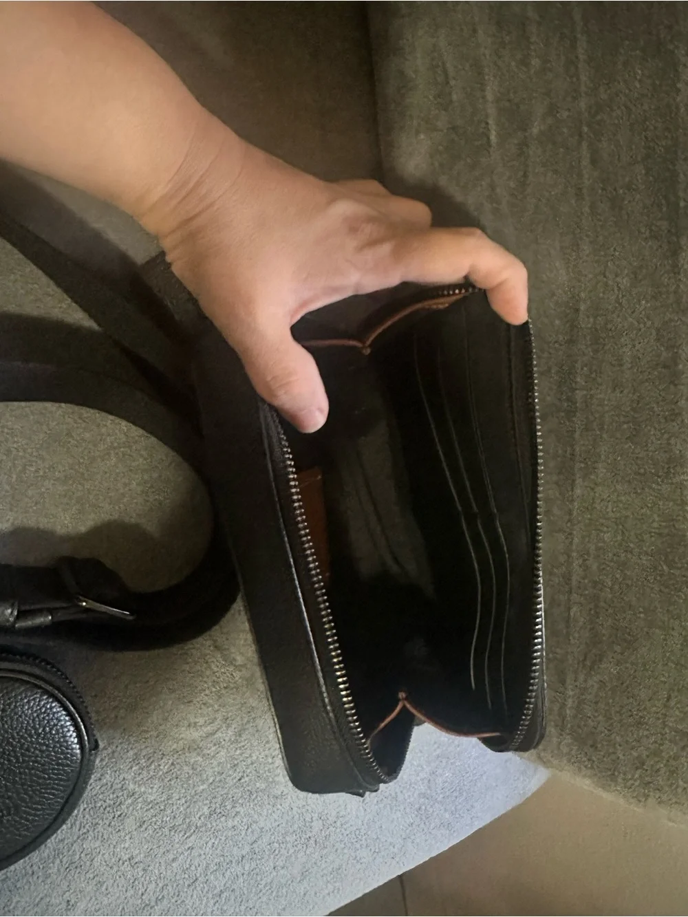 Coach Black Pebbled Leather Crossbody with Coin Pouch and Wide Strap
